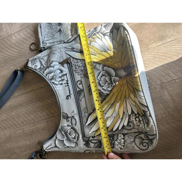 Anuschka 100% Genuine Leather Hand-Painted Hobo Shoulder Purse with Coin Pouch - Picture 9 of 15